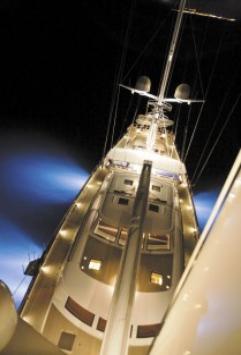 Sailing yacht Ethereal with deck illuminated by illustro LED courtesy lights